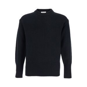 Kangra Men Black Crew Neck Sweater With Ribbed Design In Wool Woman